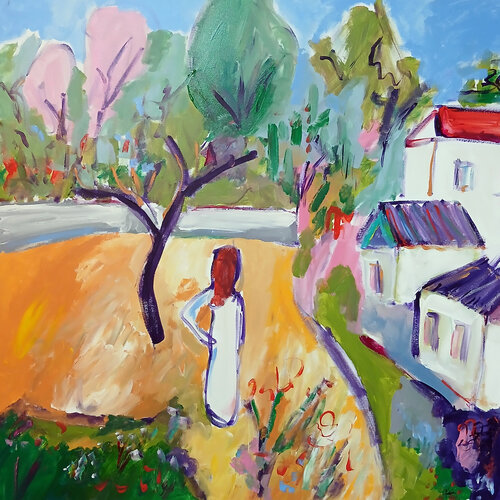 Promenade au Printemps di caroline Kasteller, Pittura in vendita su Singulart