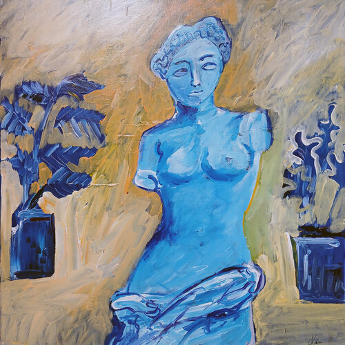 Vénus et les pots de fleurs von caroline Kasteller, Malerei kaufen auf Singulart