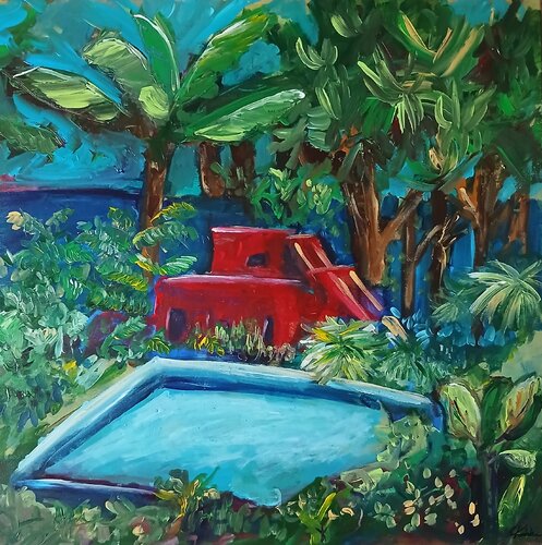 Le jardin de Frida van caroline Kasteller, Schilderij te koop op Singulart