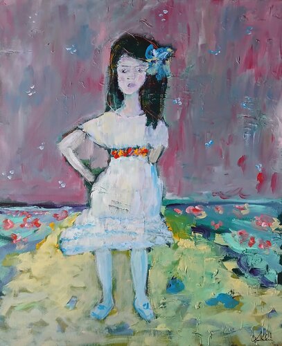 La petite fille d'après Klimt von caroline Kasteller, Malerei kaufen auf Singulart