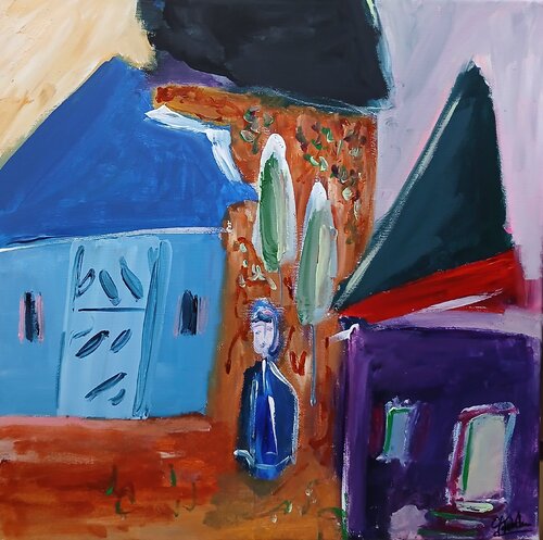 La maison bleu van caroline Kasteller, Schilderij te koop op Singulart