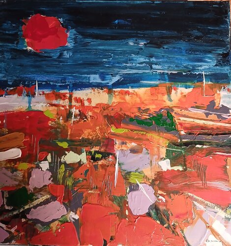 L'étendu des plaines rouges van caroline Kasteller, Schilderij te koop op Singulart