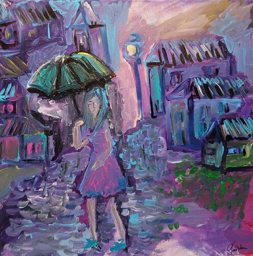 Paris sous la pluie van caroline Kasteller, Schilderij te koop op Singulart