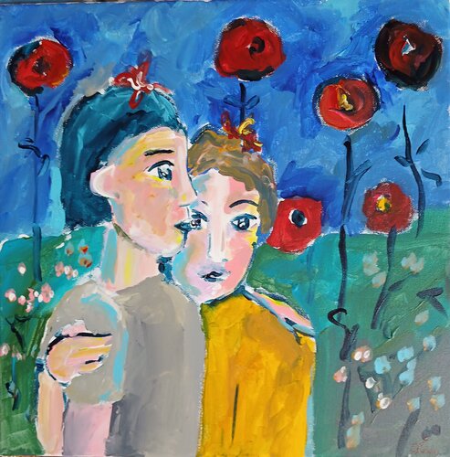 Les cousines: Marietta et June van caroline Kasteller, Schilderij te koop op Singulart