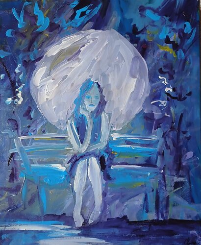 Réflexion sous la lune von caroline Kasteller, Malerei kaufen auf Singulart