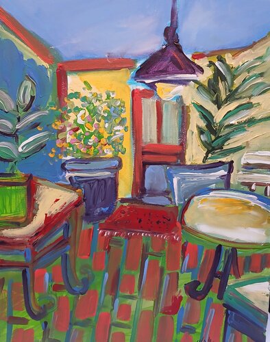 L'entrée jaune by caroline Kasteller, Painting for Sale on Singulart