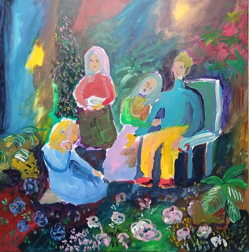 Les histoires du soir von caroline Kasteller, Malerei kaufen auf Singulart