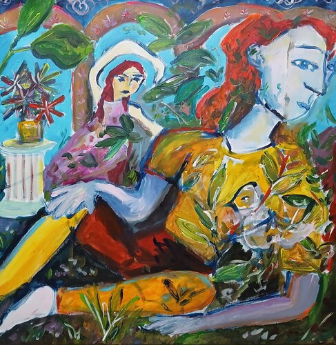 Le temple de l'oiseau jaune par caroline Kasteller, Peinture en vente sur Singulart