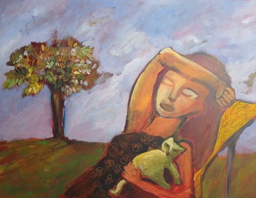 La sieste du chat van caroline Kasteller, Schilderij te koop op Singulart