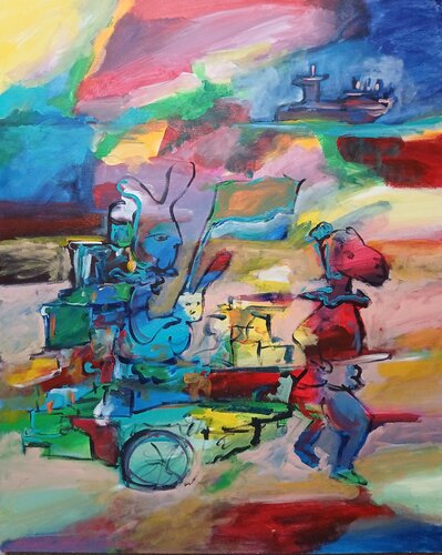 La cariole à Poupou by caroline Kasteller, 회화 for Sale on Singulart