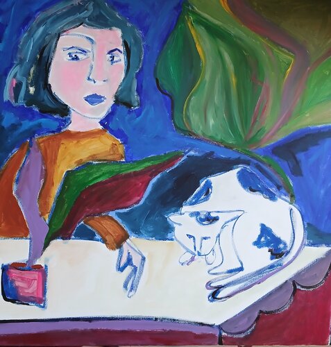 La pause du chat de caroline Kasteller, Pintura a la venta en Singulart