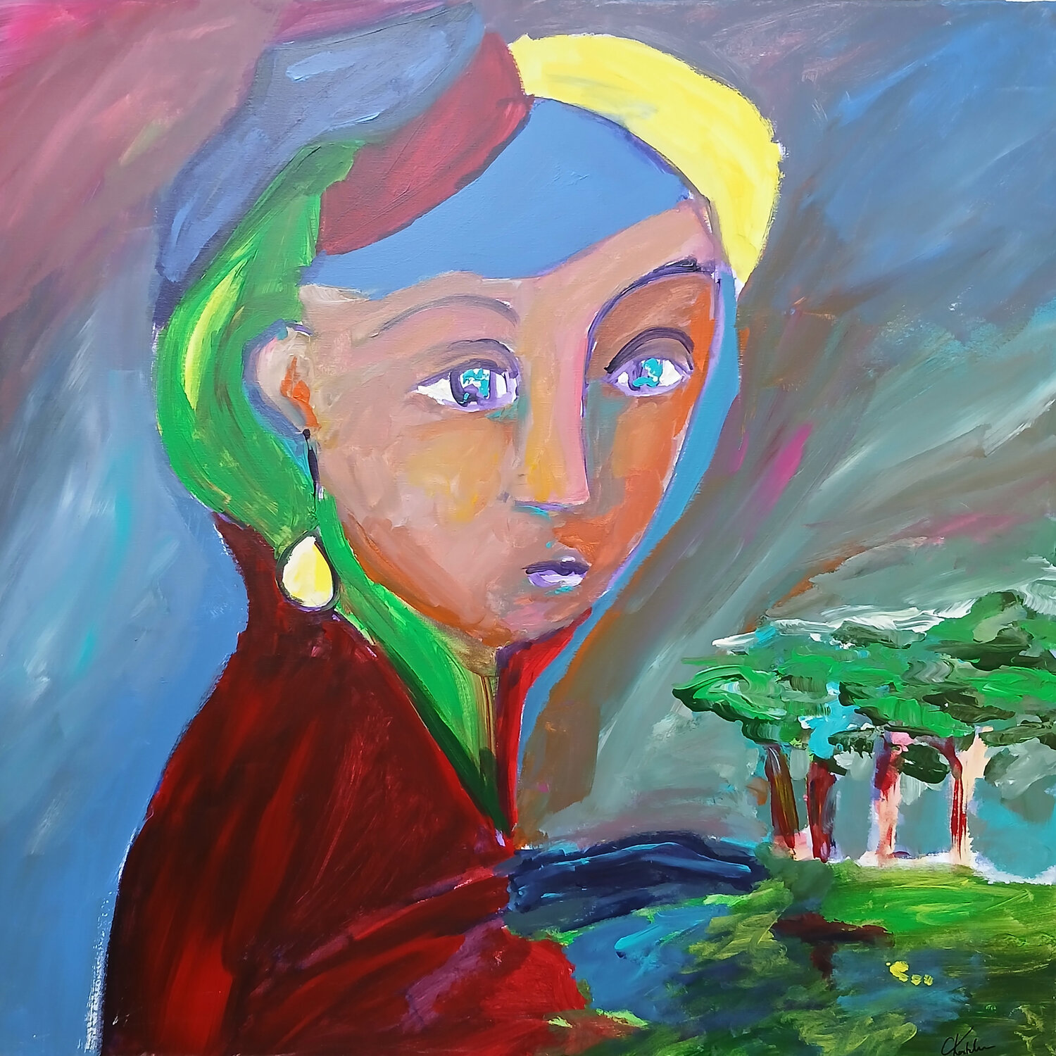 La femme à la perle caroline Kasteller Originalgemälde zu verkaufen