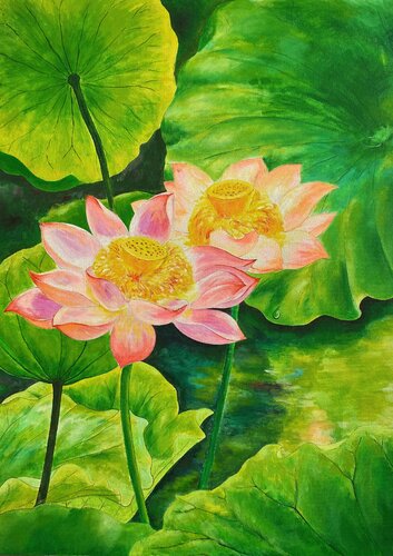 Blessed Lotus II par Yunfeng Yang, Peinture en vente sur Singulart