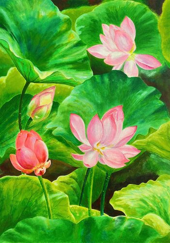 Blessed Lotus I par Yunfeng Yang, Peinture en vente sur Singulart