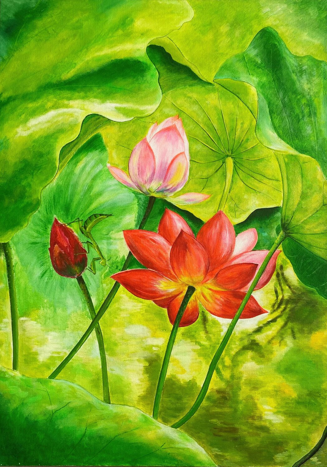Blessed Lotus III Yunfeng Yang Peinture originale à vendre