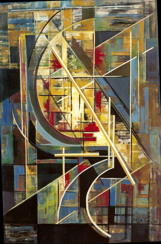 Abstracción con curvas y rectas von Delia Solari, Malerei kaufen auf Singulart