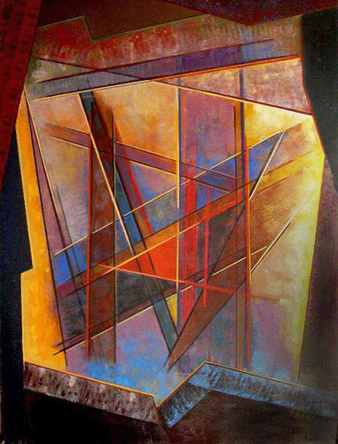 El triángulo y su entorno geométrico di Delia Solari, Pittura in vendita su Singulart