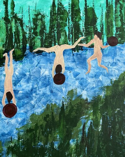 Les nageurs 1 by Zoé COTTE, Painting for Sale on Singulart