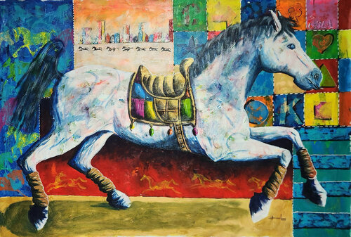 Galopando en el Norte II di Yovanny Saracual, Pittura in vendita su Singulart