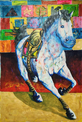 Galopando en el Norte III di Yovanny Saracual, Pittura in vendita su Singulart