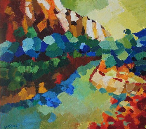 Château Gaillard, près de la rivière van Joel Garriga, Schilderij te koop op Singulart