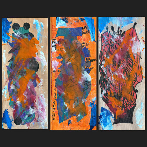 No Rules Triptych van Özge Uzun, Schilderij te koop op Singulart