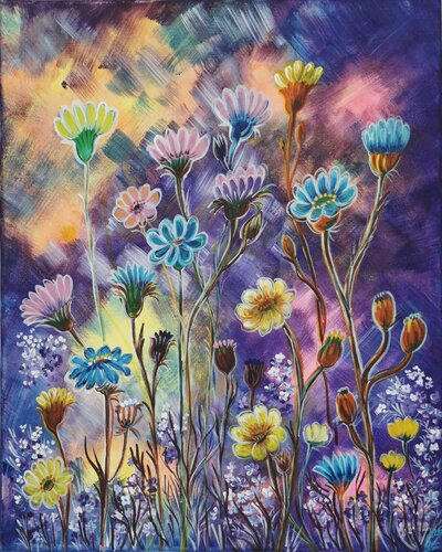 Drawing flowers di Svetla Stoyanova Bassi, Pittura in vendita su Singulart
