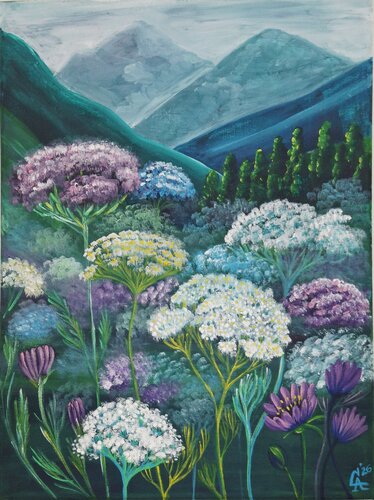 Montain flowers de Svetla Stoyanova Bassi, Pintura a la venta en Singulart
