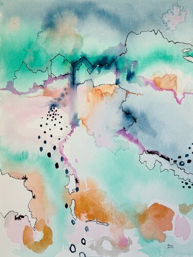 Paisaje entre azul y verde par Mónica Grande, Peinture en vente sur Singulart