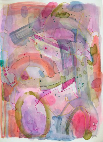 Abstracto con tinta fucsia van Mónica Grande, Schilderij te koop op Singulart