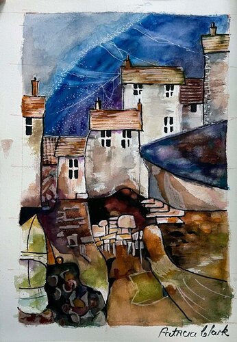 Twilight Over the Cottages von Patricia Cleland Clark, Malerei kaufen auf Singulart