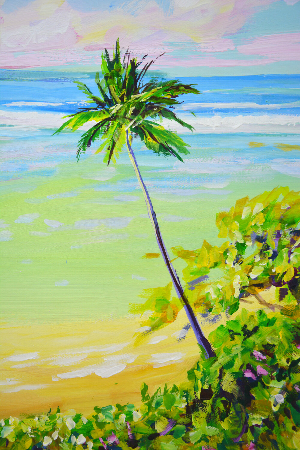 Easy Tropical Palm Tree Acrylic Painting Process, image size:1000x1500
