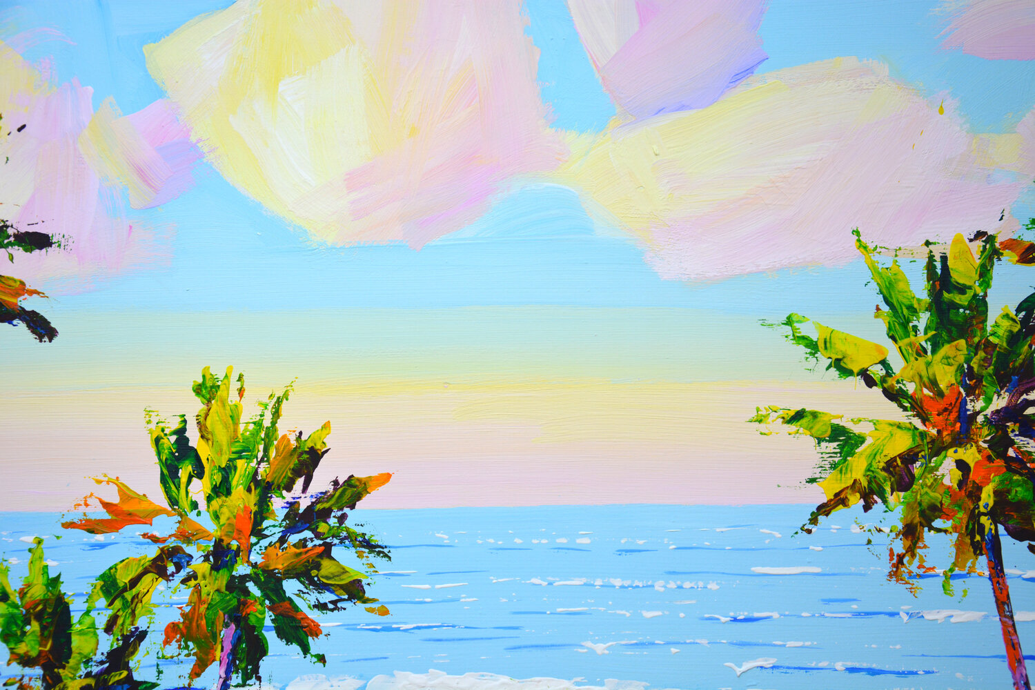 Hand Painted Beach Pallet Art, Palmtree painting, Cottage Decor, Tropical  Seascape, image size:1500x1000