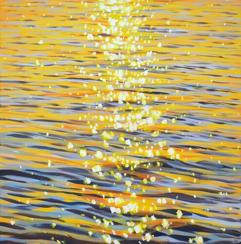Gold sparks on the water. von Iryna Kastsova, Malerei kaufen auf Singulart