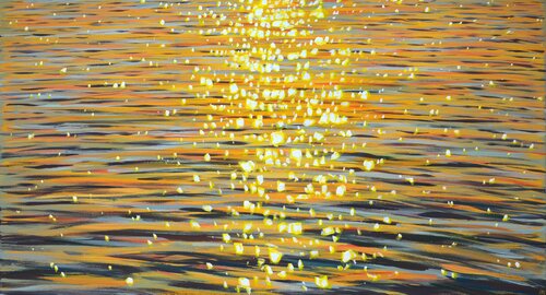 Sea sunset. Glare. di Iryna Kastsova, Pittura in vendita su Singulart