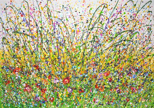 Flower field. Summer. par Iryna Kastsova, Peinture en vente sur Singulart