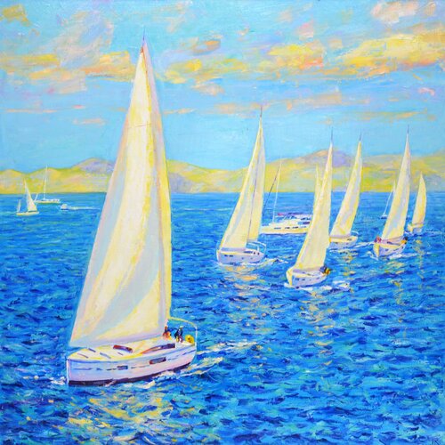 Sailing regatta. von Iryna Kastsova, Malerei kaufen auf Singulart