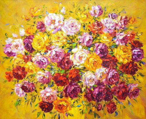 Large bouquet of roses 3. by Iryna Kastsova, Painting for Sale on Singulart