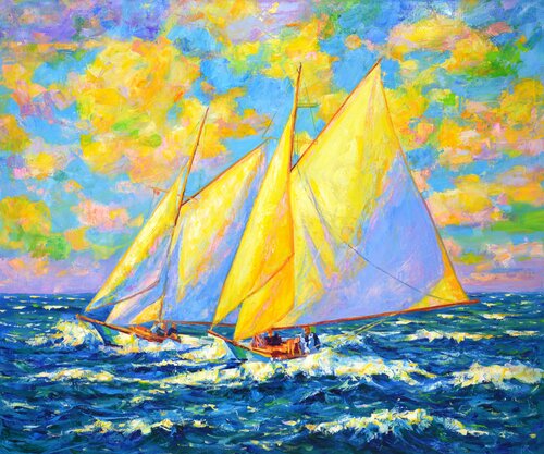 Sea. Yachts. di Iryna Kastsova, Pittura in vendita su Singulart