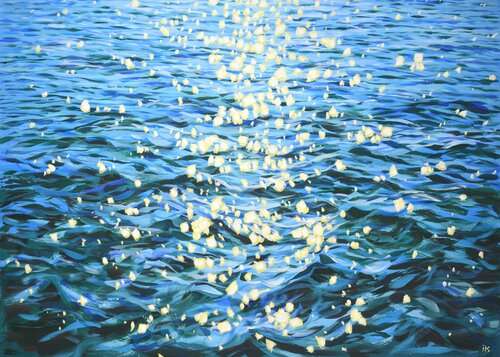 Blue ocean. Glare. von Iryna Kastsova, Malerei kaufen auf Singulart
