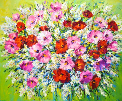 Festive bouquet. di Iryna Kastsova, Pittura in vendita su Singulart