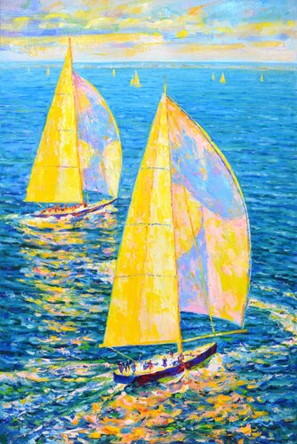 Solar yachts. by Iryna Kastsova, Painting for Sale on Singulart