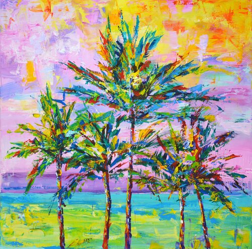 California palms 2. par Iryna Kastsova, Peinture en vente sur Singulart