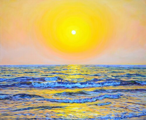 Pink evening. Ocean. von Iryna Kastsova, Malerei kaufen auf Singulart