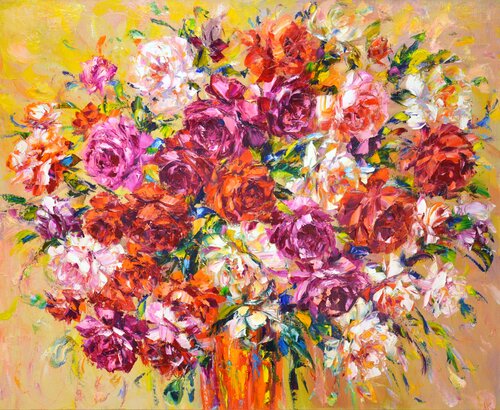Roses for good luck. van Iryna Kastsova, Schilderij te koop op Singulart