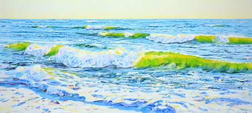 Sea. Sunny day. van Iryna Kastsova, Schilderij te koop op Singulart