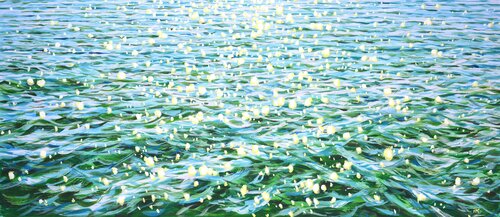 Glare in emerald water. von Iryna Kastsova, Malerei kaufen auf Singulart