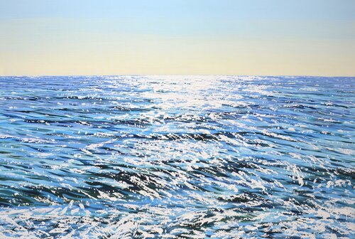 Ocean. Light on the water. van Iryna Kastsova, Schilderij te koop op Singulart