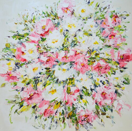 Flowers. Pink and white. di Iryna Kastsova, Pittura in vendita su Singulart