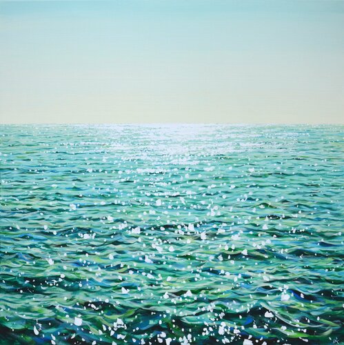 Ocean. Emerald light. van Iryna Kastsova, Schilderij te koop op Singulart